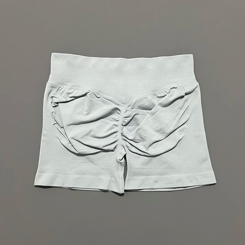 Beige Color Women’s Seamless Scrunch Butt Yoga Gym Shorts
