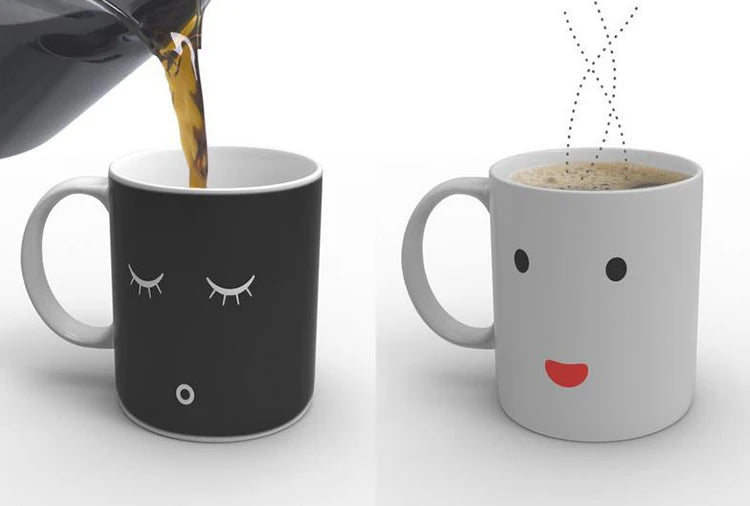 F Color Heat Reactive Battery Magic Mug Ceramic Coffee Cup