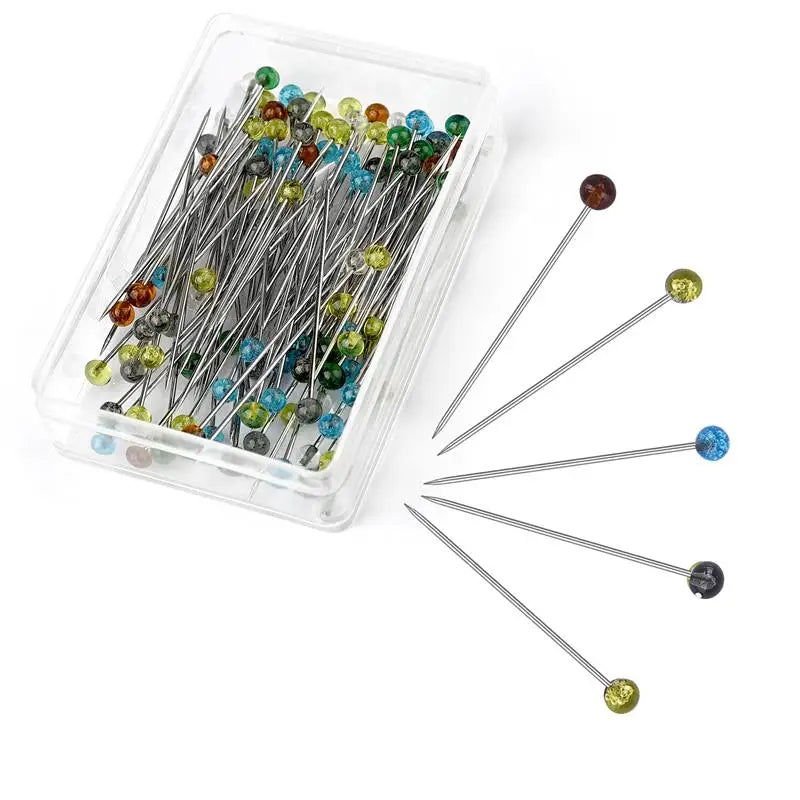 Colorful 1-100pcs Color Straight Sewing Pins With Colored Glass Heads 32 mm