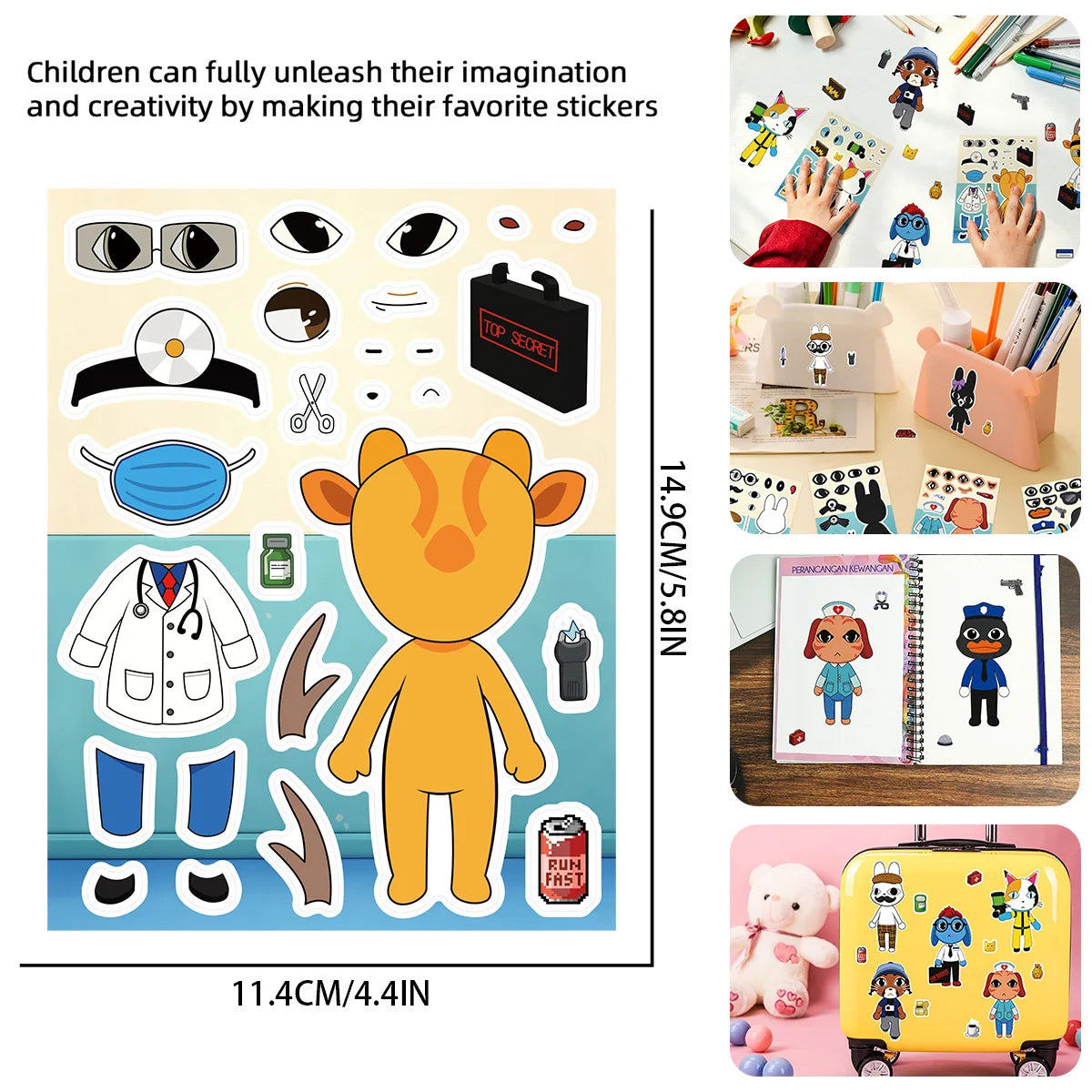 Animal Hospital Make-a-Face Puzzle Sticker Game Set