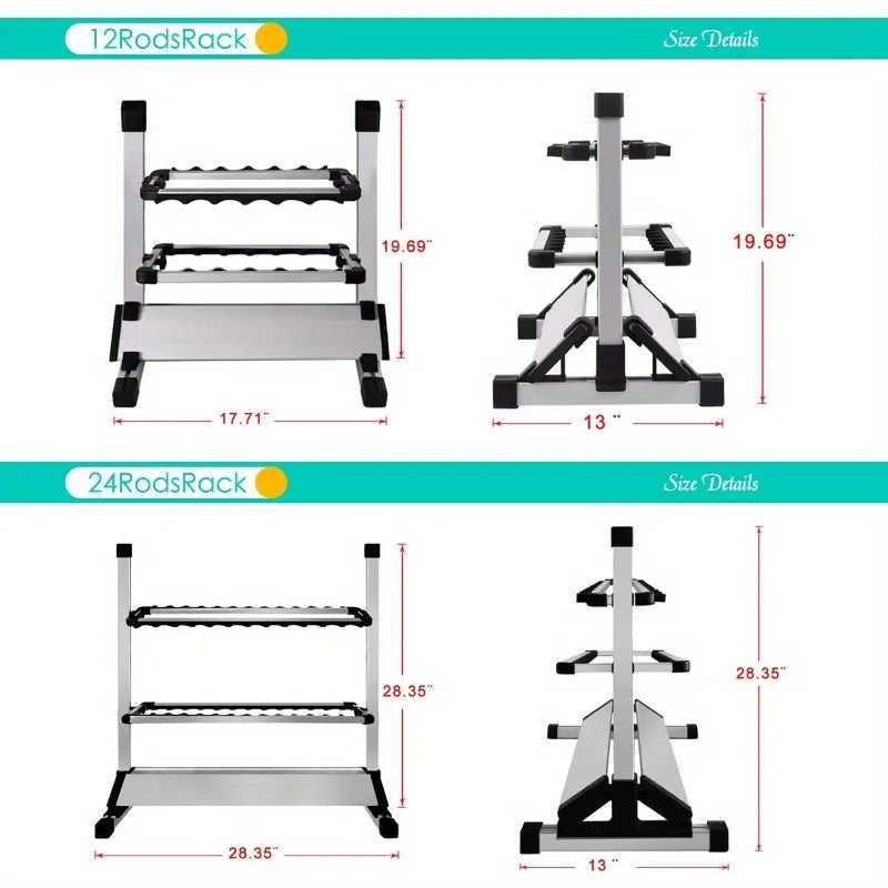 Aluminum Alloy Fishing Rod Rack Stand Storage Organizer