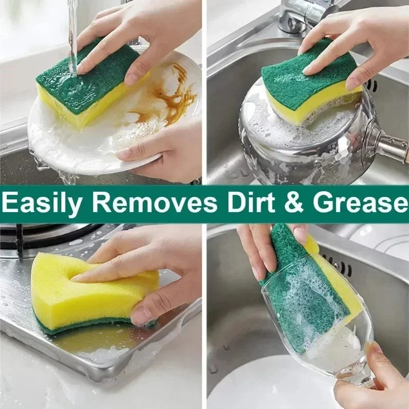 Double-Sided Kitchen Sponge Scrubber For Pots And Dishes