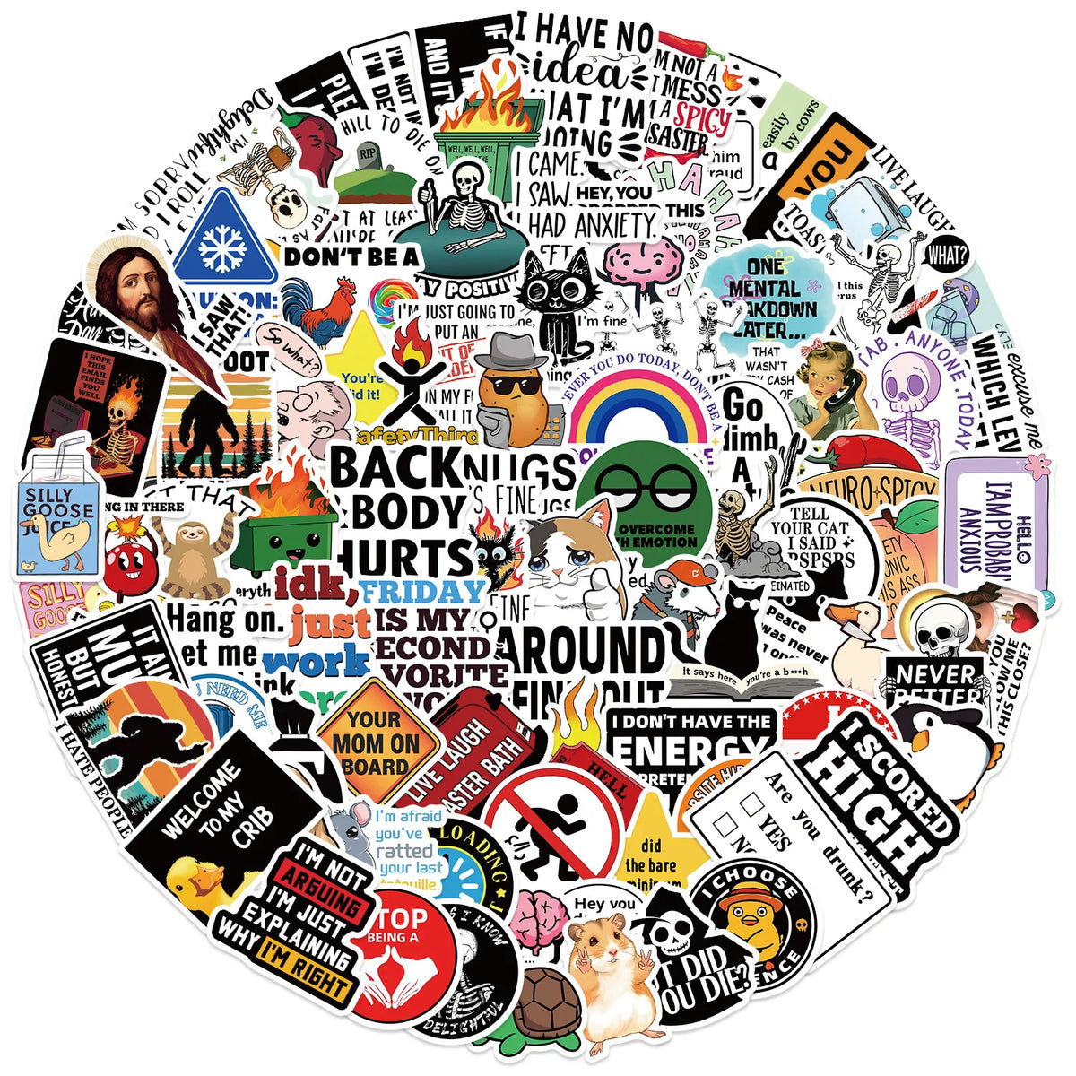 100-Piece Cartoon Meme Sticker Pack For Laptops & More