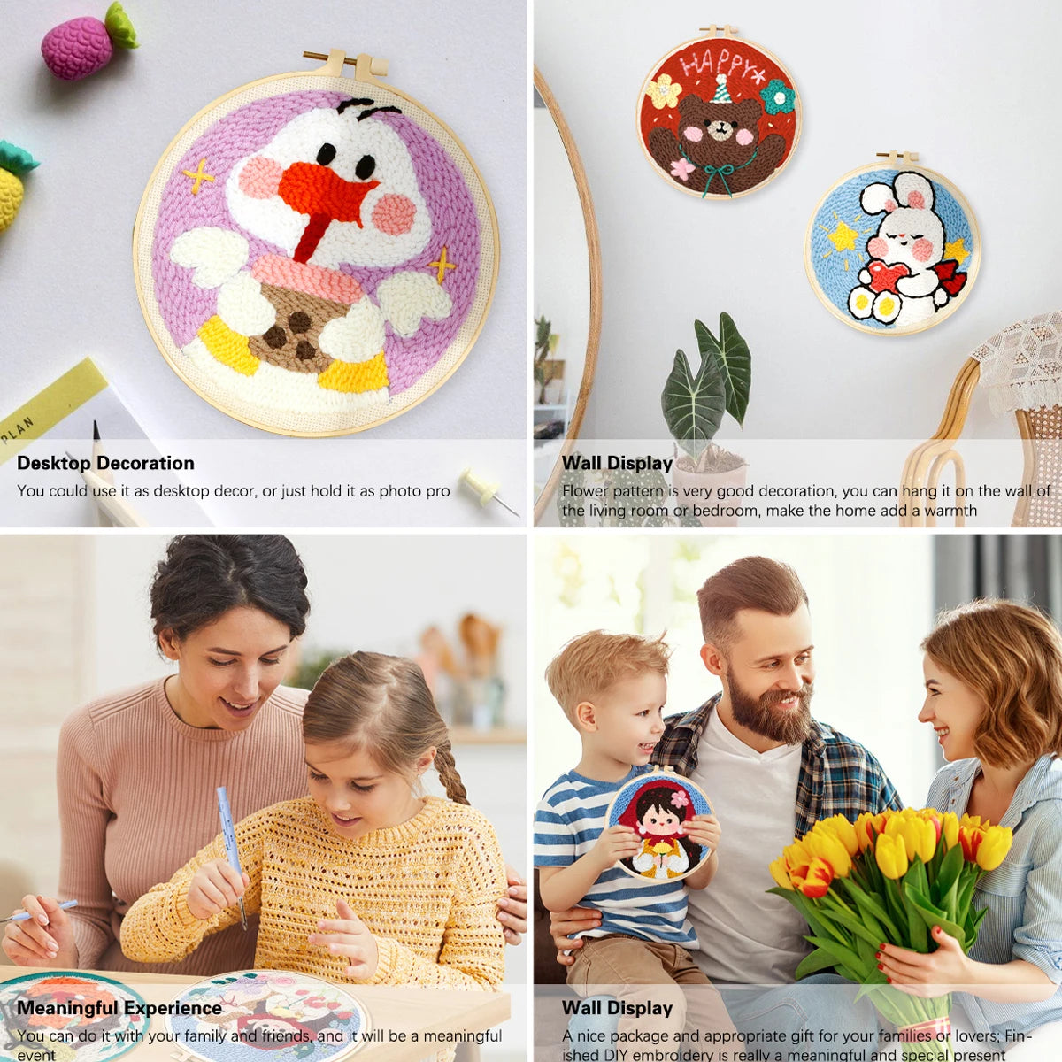 Punch Needle Embroidery Kit With Hoop – Animal Design