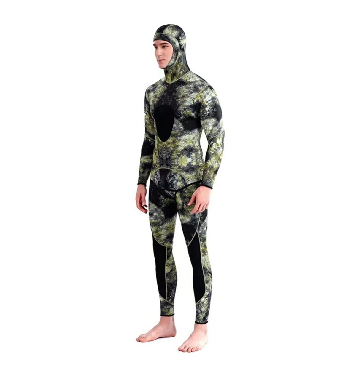 Men’s 3mm Camouflage Wetsuit Set – Two-Piece Hooded Suit
