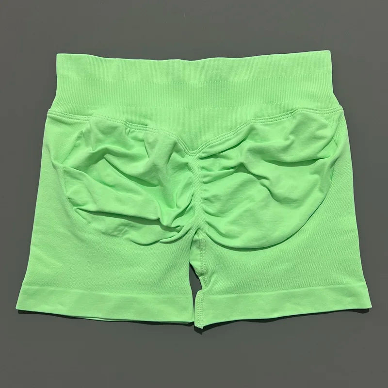 Neon Lime Color Women’s Seamless Scrunch Butt Yoga Gym Shorts