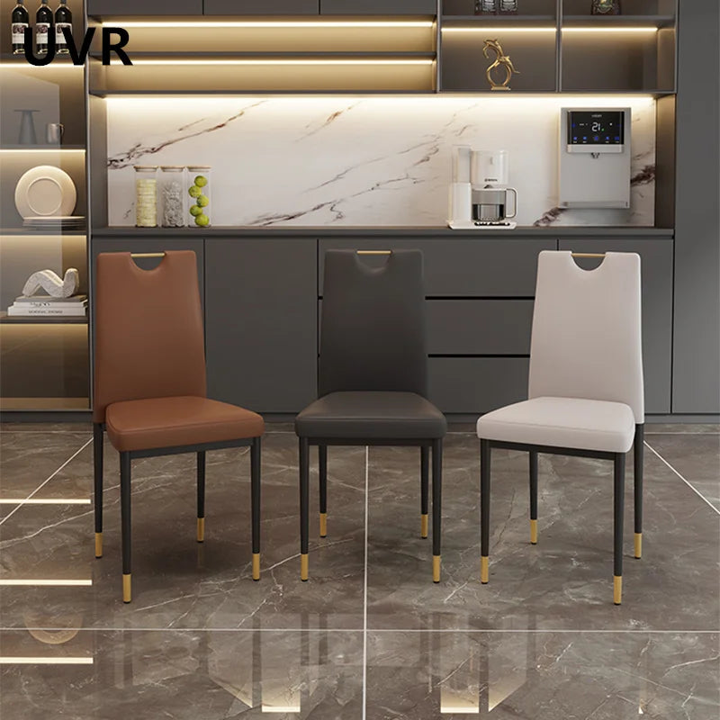 Scandinavian Faux Leather Dining Chair Set with Metal Legs