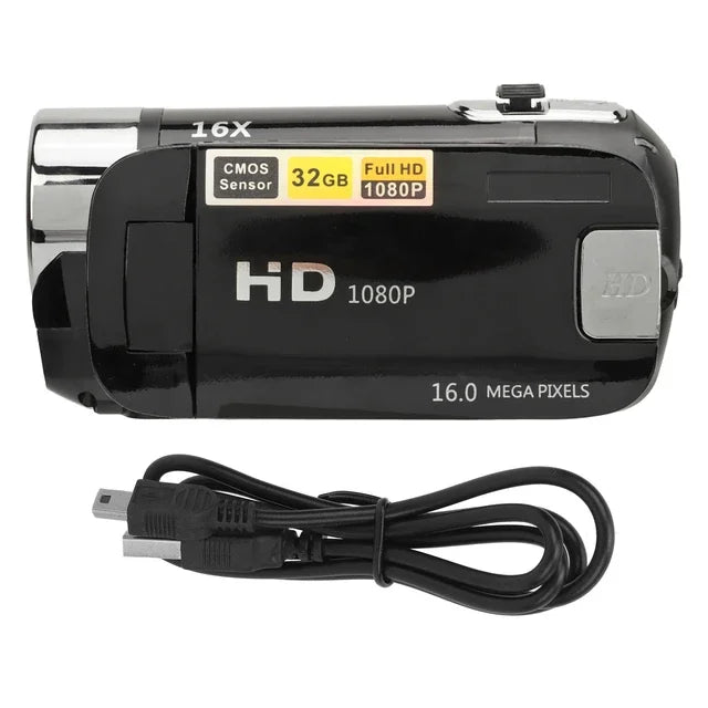 black Color 1080P HD Digital Camera With 2.4" Rotating Screen