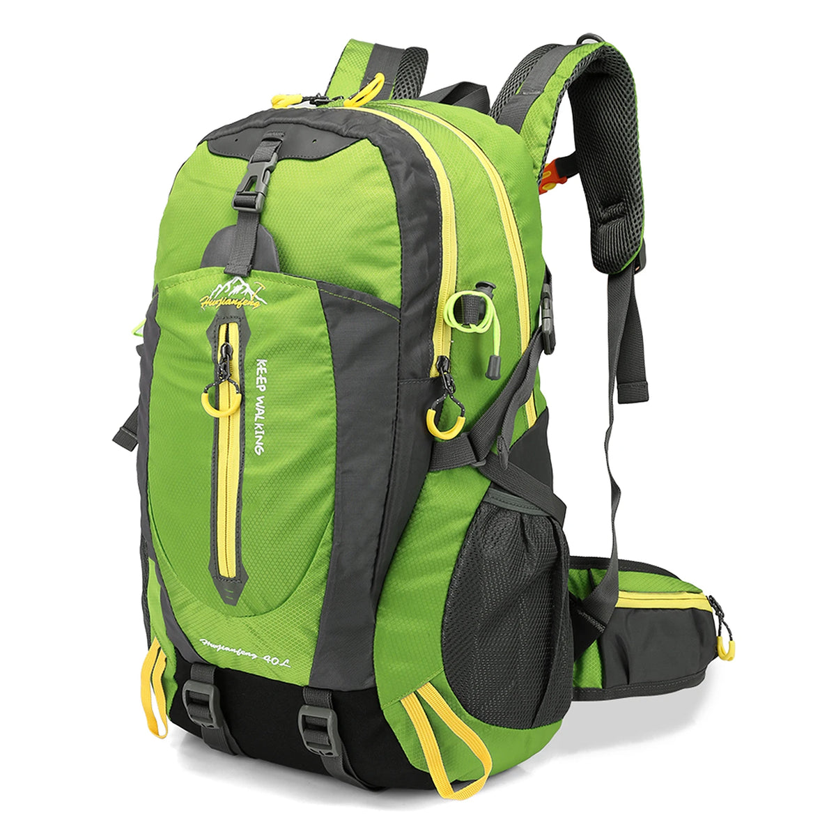 Green Color 40L Water Resistant Hiking Backpack With Laptop Compartment