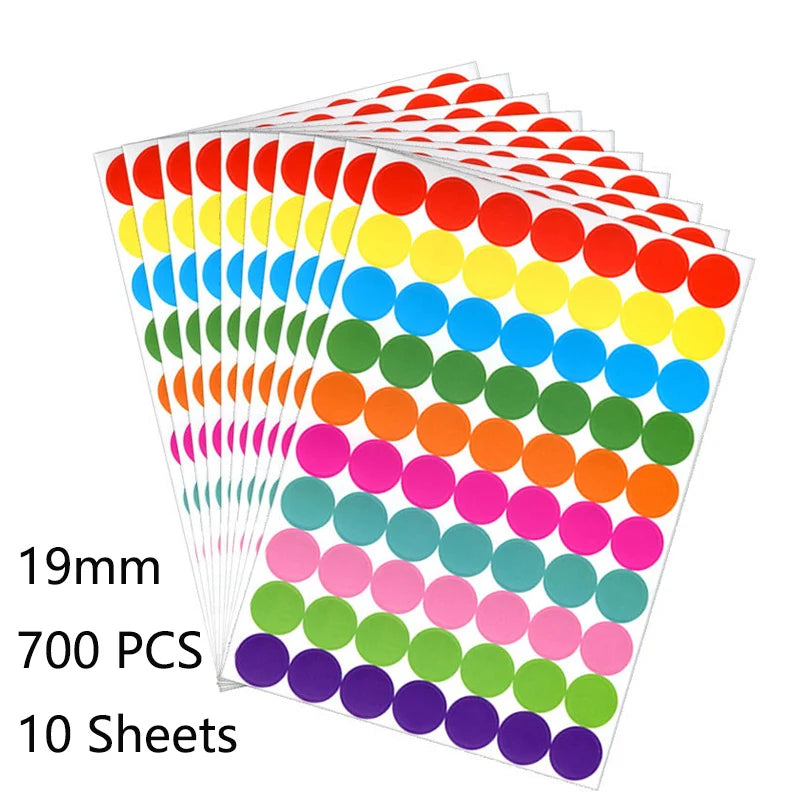 19mm Color Colorful Dot Sticker Sheets For Crafts And Planning