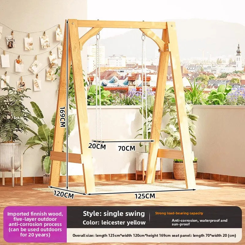 Single - Leicester Y Color Outdoor Wooden Hanging Swing Chair For Garden Patio
