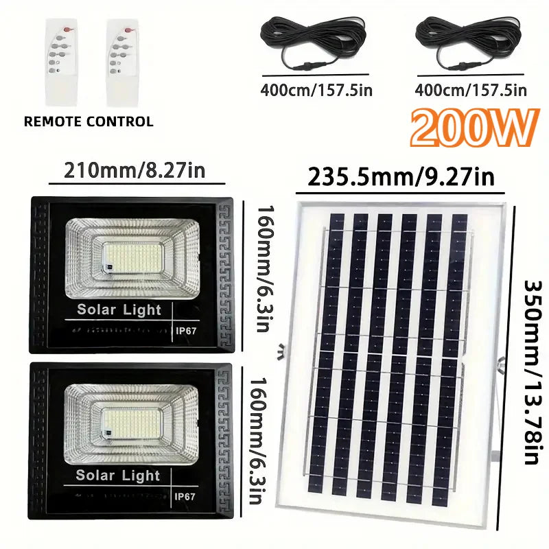 200W Emitting Color Dual Head Solar LED Flood Light 400W IP65 Outdoor
