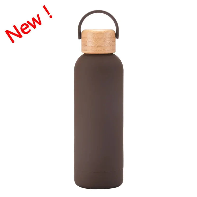 Dark coffee Color 500 ml Stainless Steel Thermos Bottle With Bamboo Lid