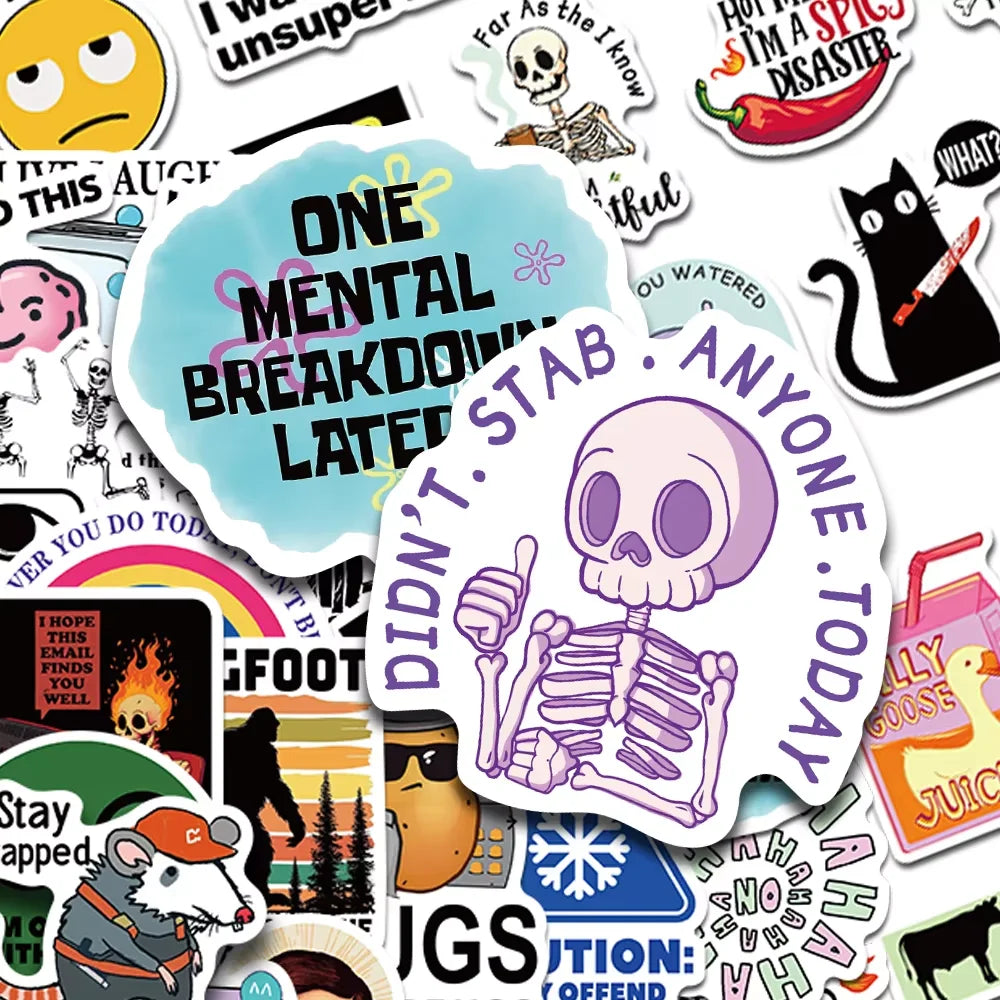 100-Piece Cartoon Meme Sticker Pack For Laptops & More