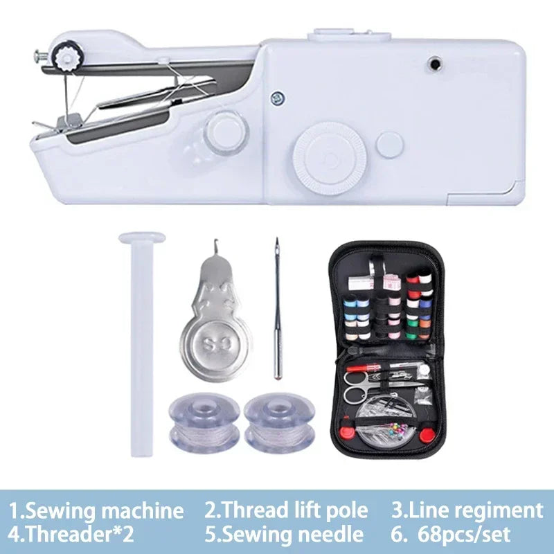 White B Color Portable Handheld Mini Sewing Machine For Quick Repairs