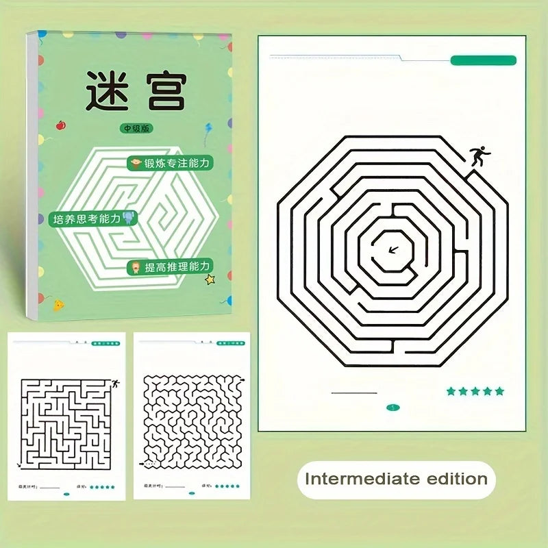 Children’s Maze Puzzle Activity Book For Focus & Logic