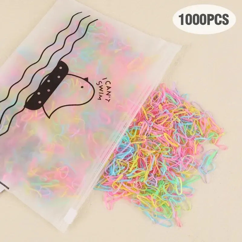 spring Color 1000-Piece Colorful Disposable Hair Elastics For Kids