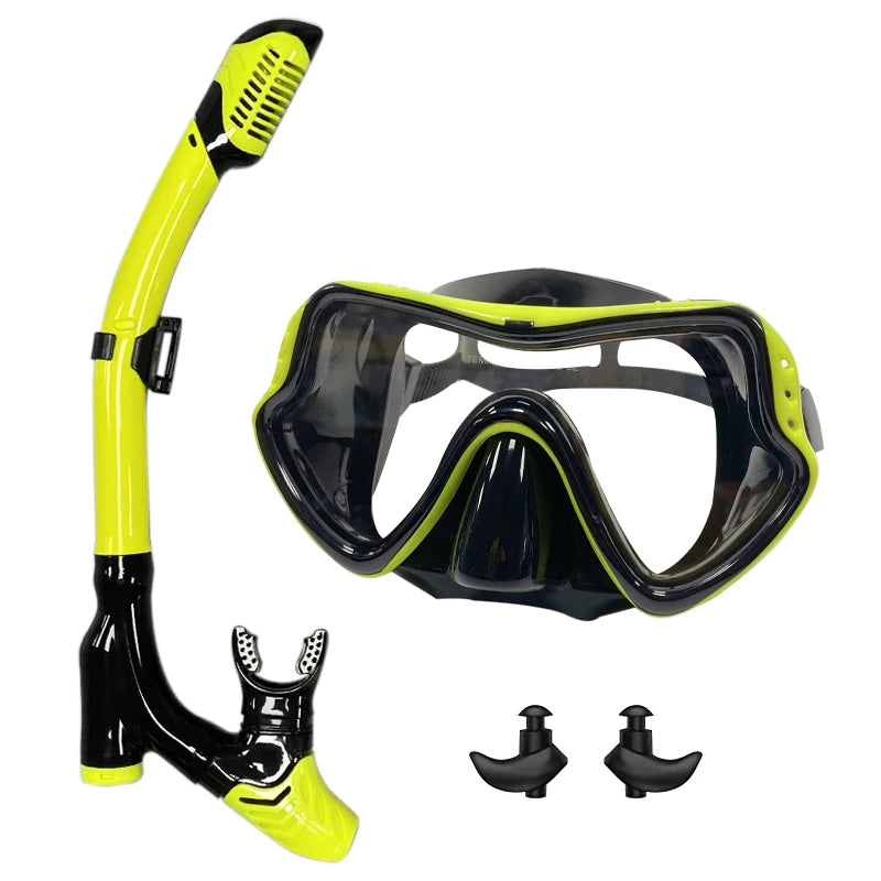 Tempered Glass Snorkel Mask Set – Dry Top & Silicone Skirt
