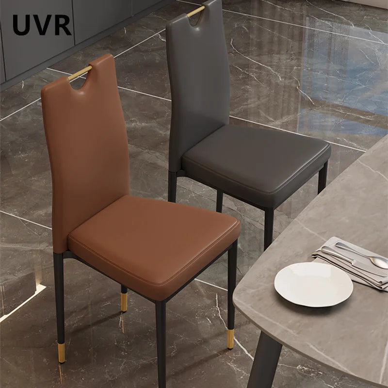 Scandinavian Faux Leather Dining Chair Set with Metal Legs