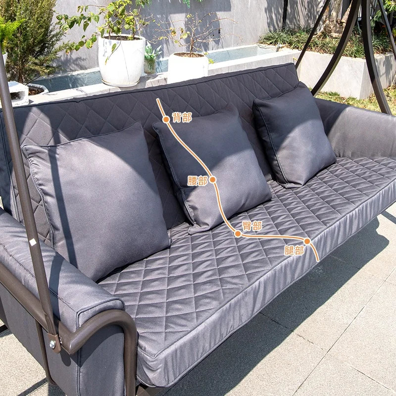 Outdoor Metal Patio Swing Bed With Canopy