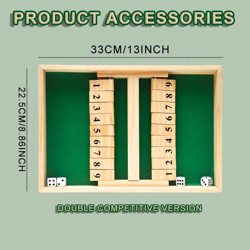 Wooden Shut The Box Dice Game – 2-Player Math Fun