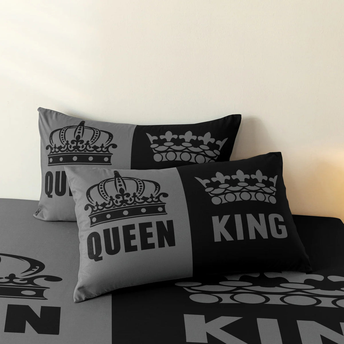King And Queen Printed Bedding Set 3-Piece Polyester