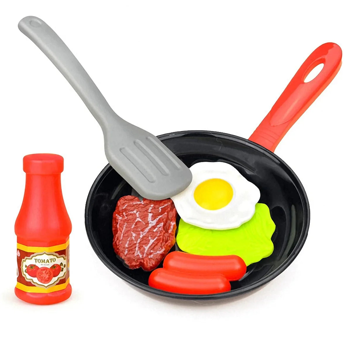 Kids Pretend Play Kitchen Cookware Set With Play Food