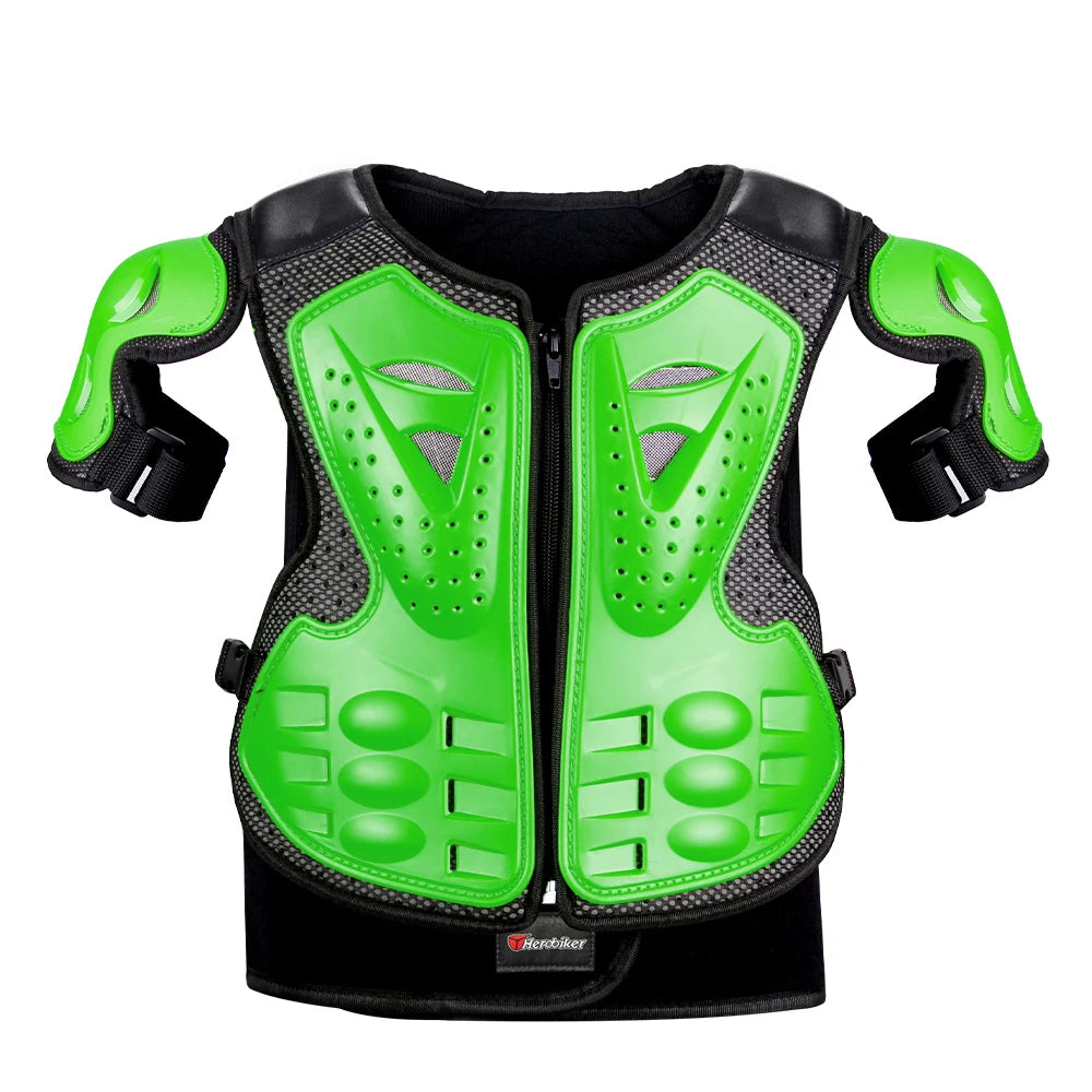 MC1018 Armor-GN Color Kids Motorcycle Body Armor Set With Elbow And Knee Pads