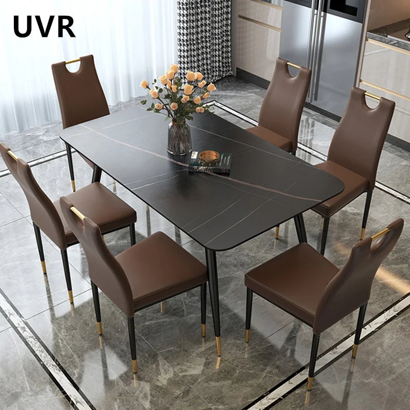 Scandinavian Faux Leather Dining Chair Set with Metal Legs