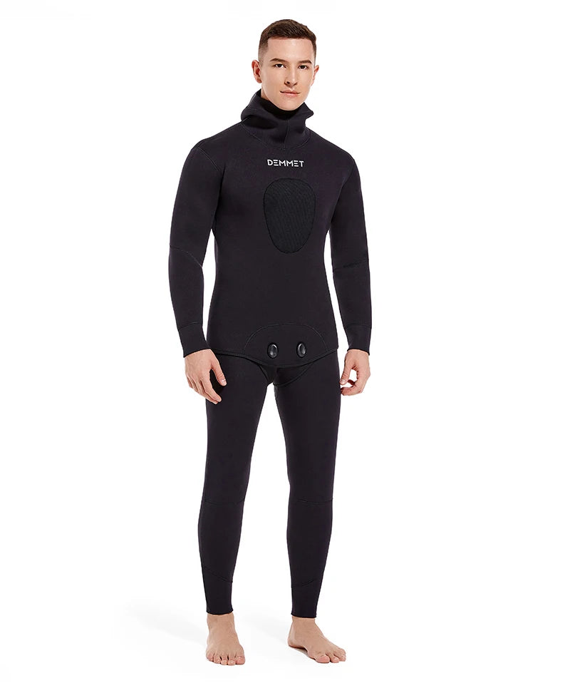 3MM Black Color Men’s 3mm Camouflage Wetsuit Set – Two-Piece Hooded Suit