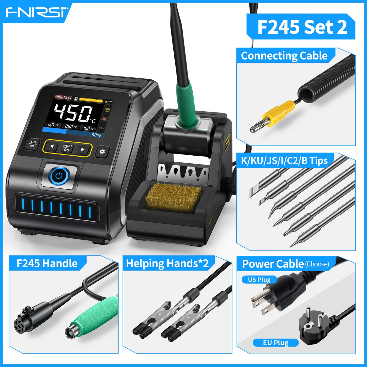 DWS-200 F245-6 Tips Color 200W Digital Soldering Station – Fast Heat With Helping Hands
