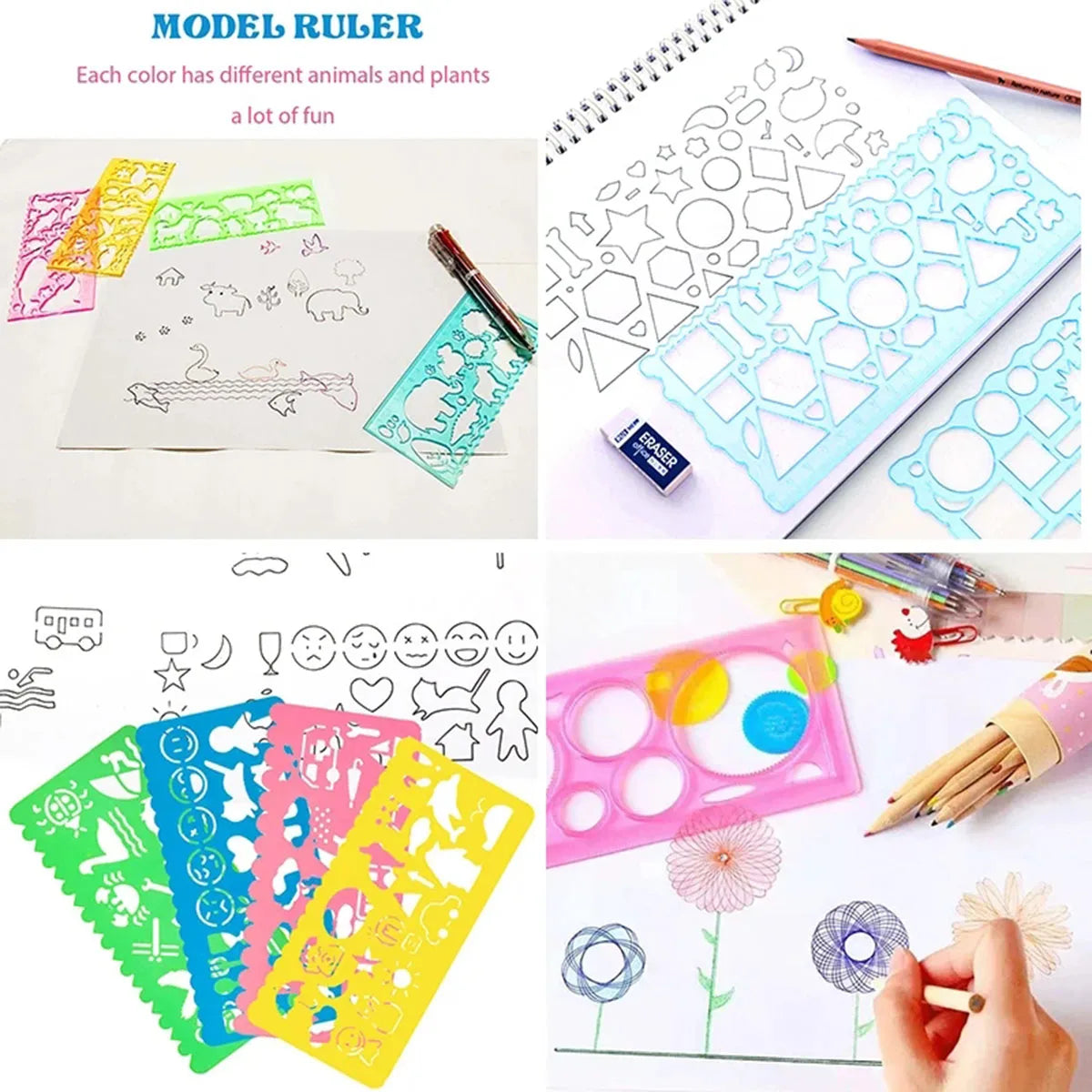 Geometry Spirograph Drawing Stencil Art Ruler Set
