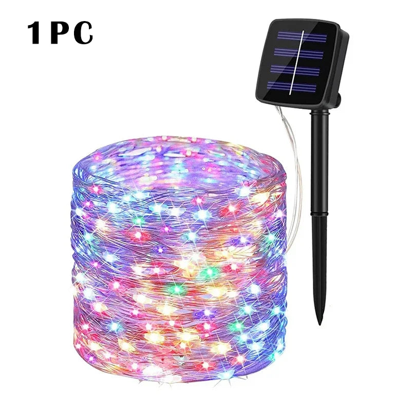 1pc-multicolour Emitting Color Solar LED Fairy String Lights Outdoor – 8 Modes, IP65