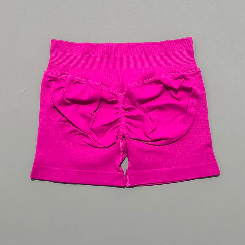 Rose Red Color Women’s Seamless Scrunch Butt Yoga Gym Shorts