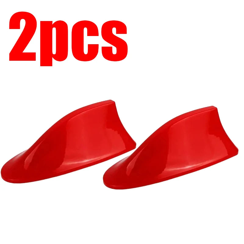 Red 2pcs Style Shark Fin Car Radio Antenna – FM/AM Signal & Stylish Cover