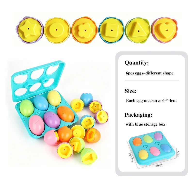 6pcs with box Color Montessori Egg Shape Matching Puzzle Toy for Toddlers