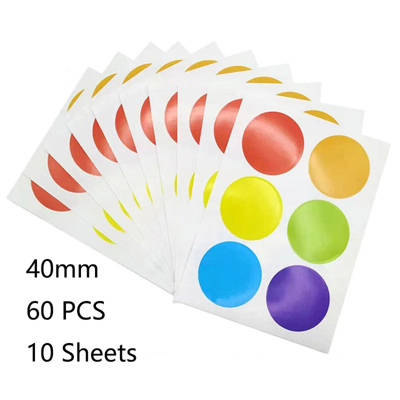 40mm Color Colorful Dot Sticker Sheets For Crafts And Planning