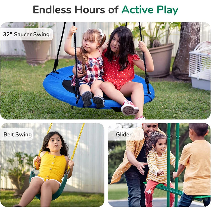 Outdoor Multi-Activity Swing Set With Ladder & Hoop