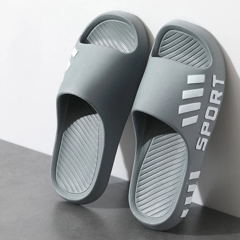 gray Color Men’s EVA Shower Slippers Indoor Outdoor Non-Slip Slides