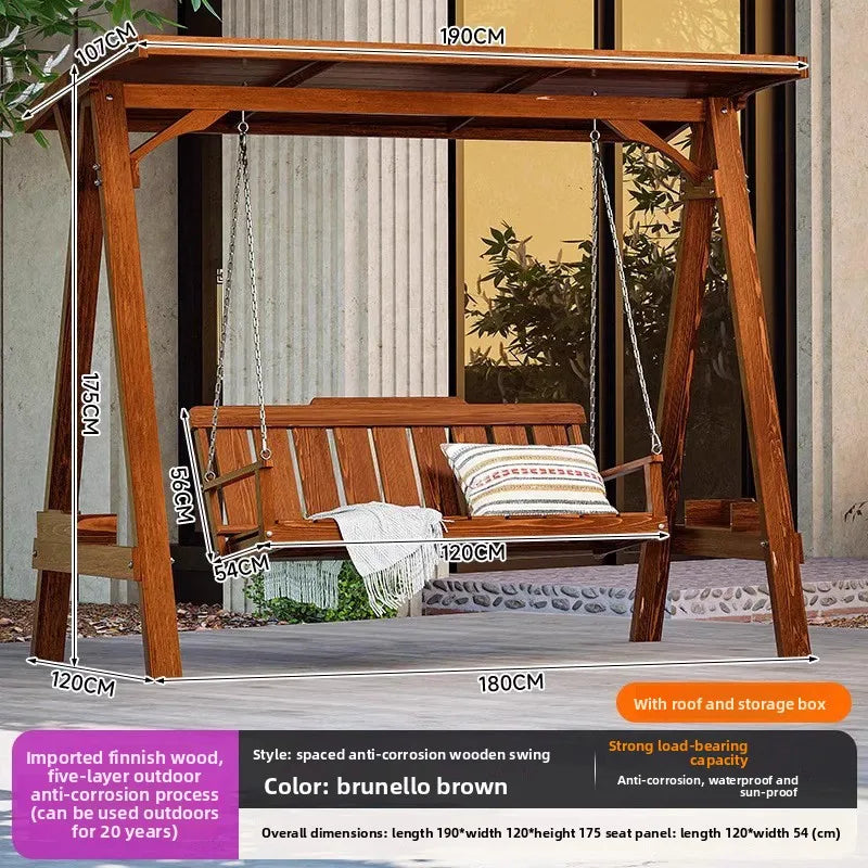 Spacer Swing - Cover Color Outdoor Wooden Hanging Swing Chair For Garden Patio