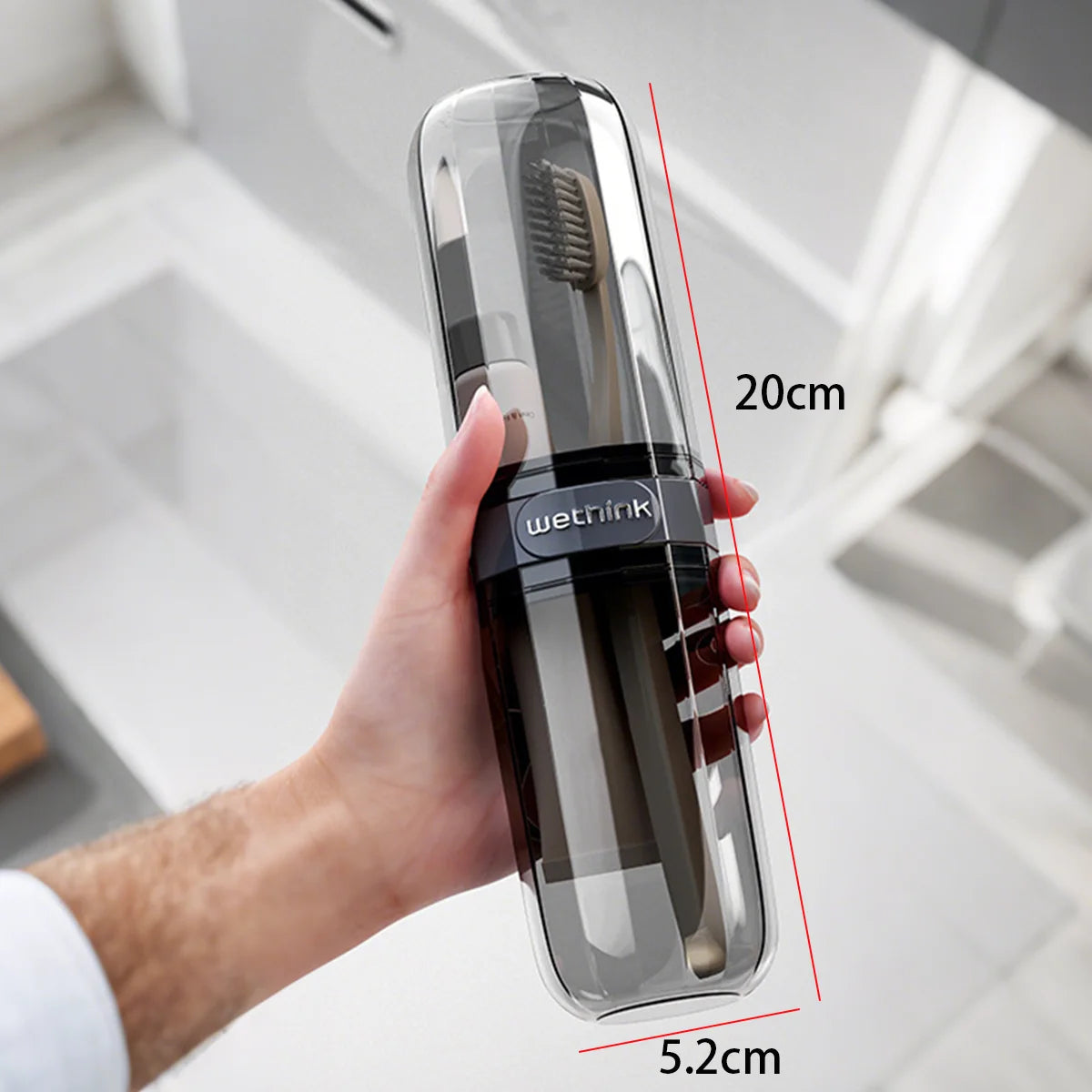 transparent black Color Travel Toothbrush And Toothpaste Case – Ventilated Holder