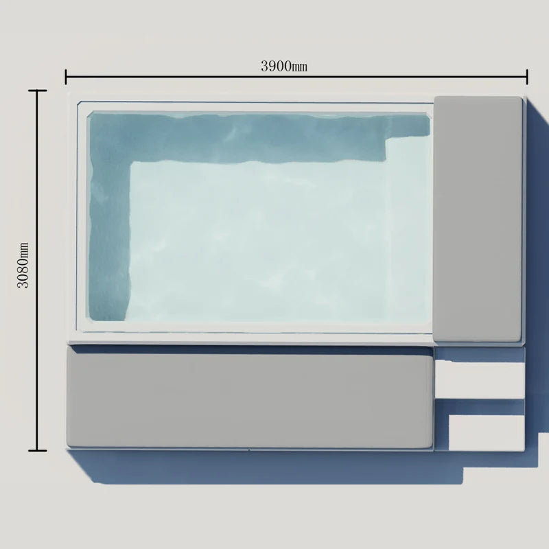 2 Color Fiberglass Above Ground Swim Spa Pool With Sofa Seat