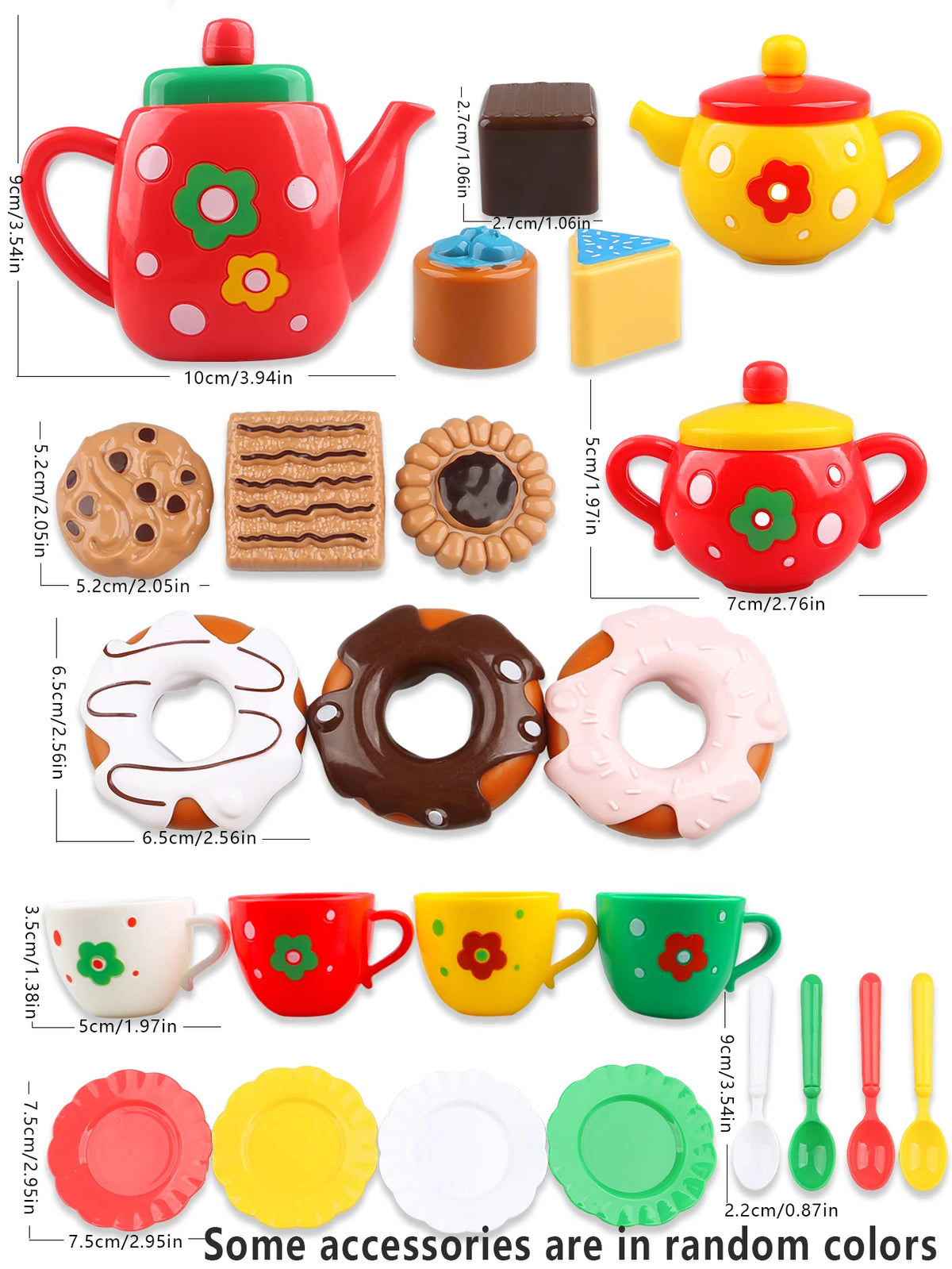 6601C-RED Color Kids Plastic Afternoon Tea Play Set – 24-Piece Kitchen Toy