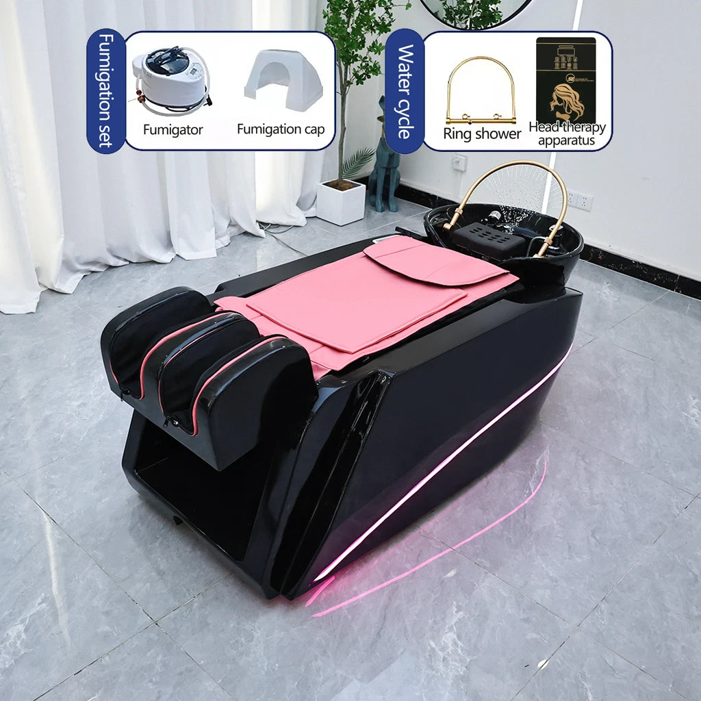 Electric Head Spa Shampoo Bed With Steam & LED Lights