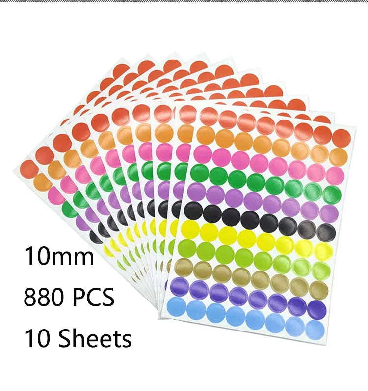 10mm Color Colorful Dot Sticker Sheets For Crafts And Planning