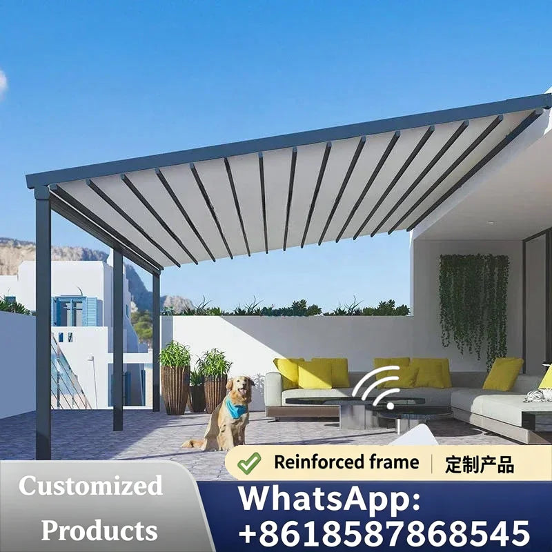 Electric Retractable Patio Awning With Aluminum Frame