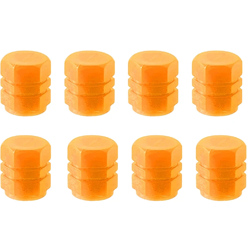 Orange 8pcs Color Luminous Tire Valve Caps For Car & Bike Wheels