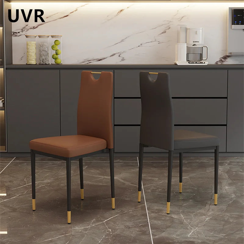 Scandinavian Faux Leather Dining Chair Set with Metal Legs