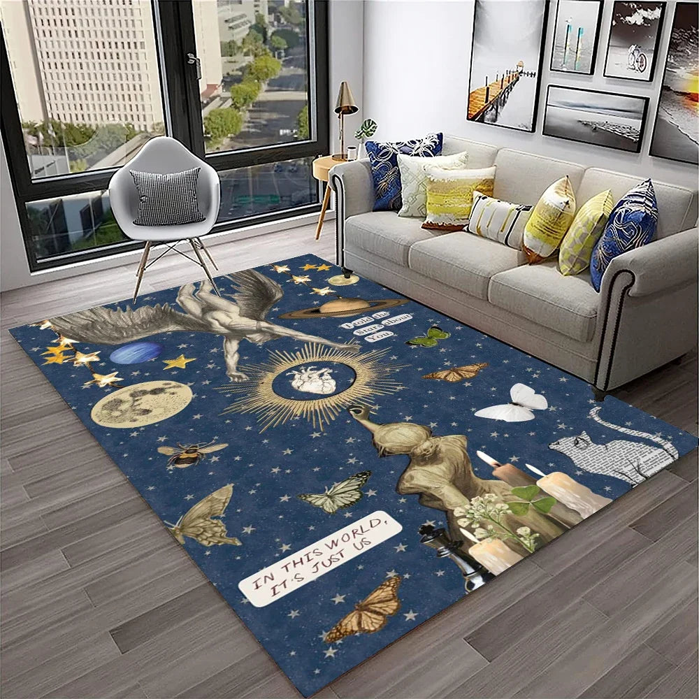 2507291116 Color Gothic Witchcraft Ouija Tarot Non-Slip Printed Area Rug