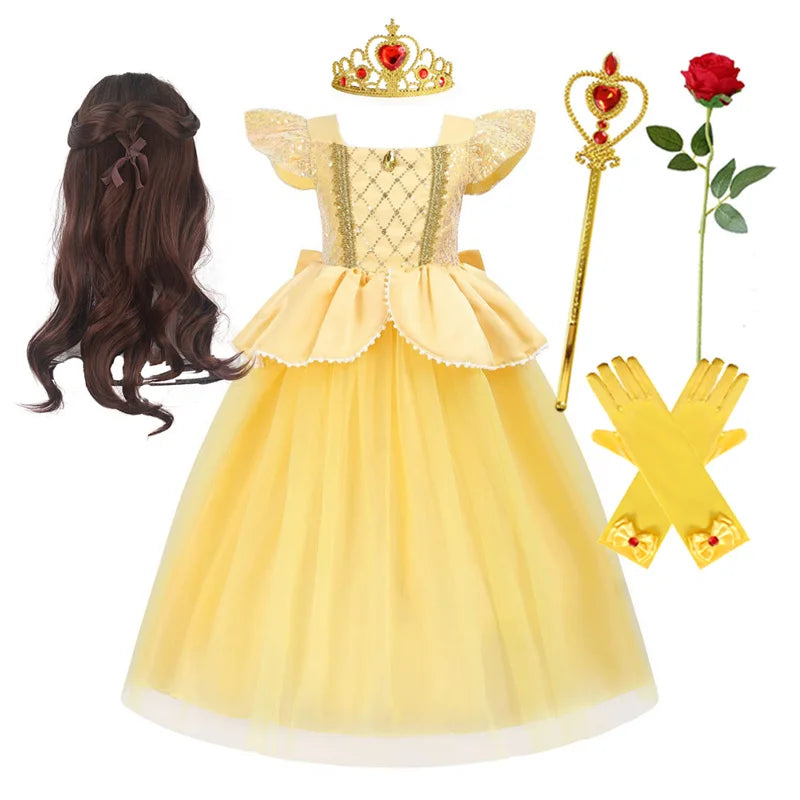 Belle Dress Suit5 Color Girls Belle Princess Costume Dress For Parties & Play